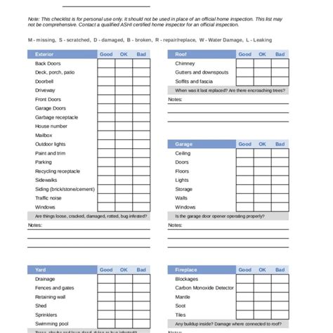 Inspection Checklist Template Excel