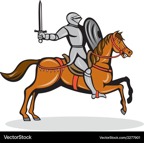 Knight Riding Horse Cartoon Royalty Free Vector Image