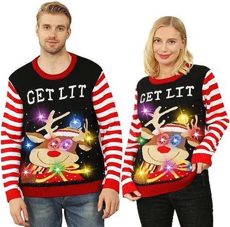 Niyps Unisex Ugly Holiday Led Christmas Sweater 9 Colorful Lights