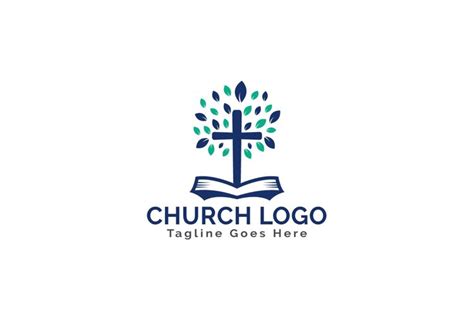 Bible Cross Tree Church Logo Design. (548198)