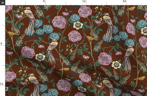 Victorian Golden Pheasant Garden On Fabric Spoonflower