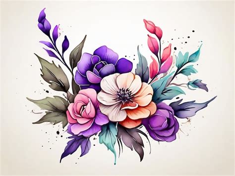 Premium Photo Water Color Flower Art Card Design For Gift