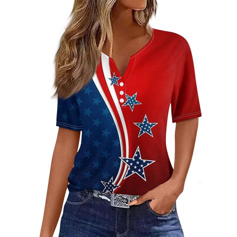 Tqwqt 4th Of July T Shirts For Women American Flag Stars Stripes Shirts Short Sleeve T Shirt Usa