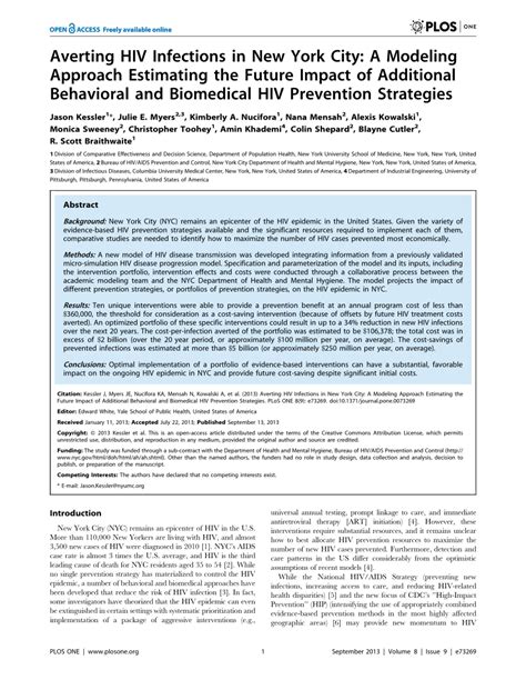 Pdf Averting Hiv Infections In New York City A Modeling Approach