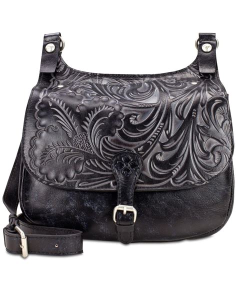 Patricia Nash Tuscan Tooled London Small Saddle Bag In Black Lyst