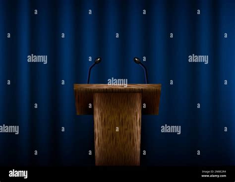 3D Realistic Empty Wooden Announcement Lecture Speech Podium Or