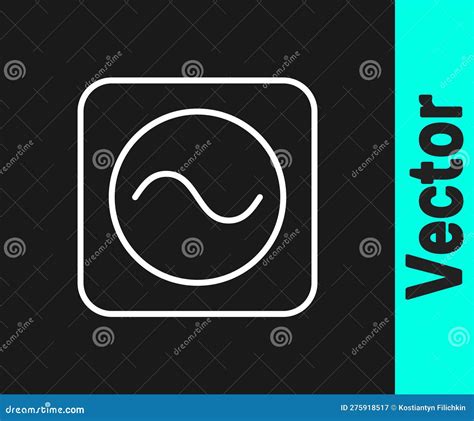 White Line Ac Voltage Source Symbol Icon Isolated On Black Background