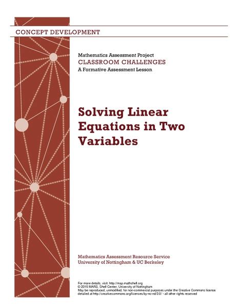 Solving Linear Equations In Two Variables Lesson Plan For 9th 12th