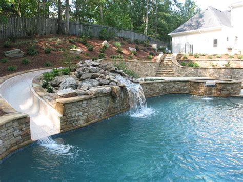 Water Features - Outdoor Pool with Waterfall