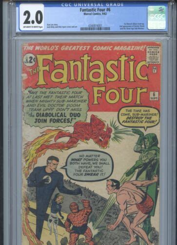 Fantastic Four 6 1962 CGC 2 0 2nd App Of Doc Doom EBay