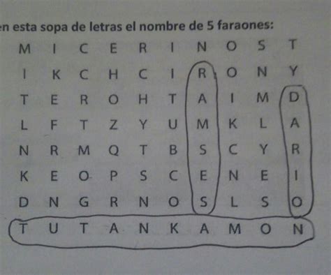 Encuentra En Esta Sopa De Letras El Nombre De Faraones Me Faltan