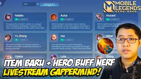 LIVE ADA ITEM BARU HERO BUFF HERO NERF PUSH RANK KE MYTHIC GLORY