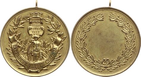 Köln Stadt Tragbare vergoldete Bronzemedaille 1887 v Lauer Nürnberg