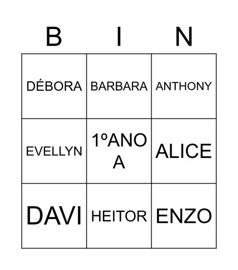 BINGO DE NOMES Bingo Card