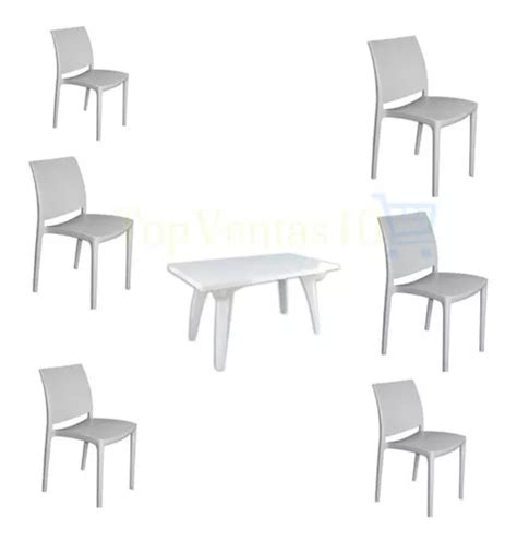 Juego De Mesa Rect Ref Blanca Sillas Valencia Blancas Mercadolibre