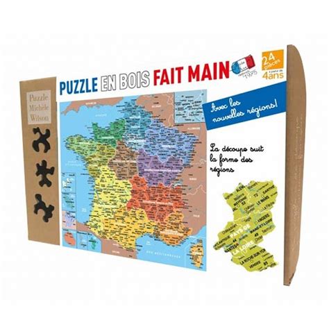 Puzzle en bois Carte de France Régions Boutique BCD JEUX