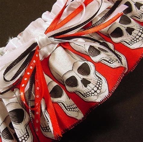 Items Similar To Skull Wedding Garter Fun And Scary Red Black And White