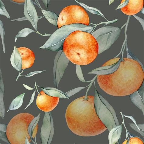 Premium Photo Seamless Watercolour Citrus Fruits And Leaves Pattern