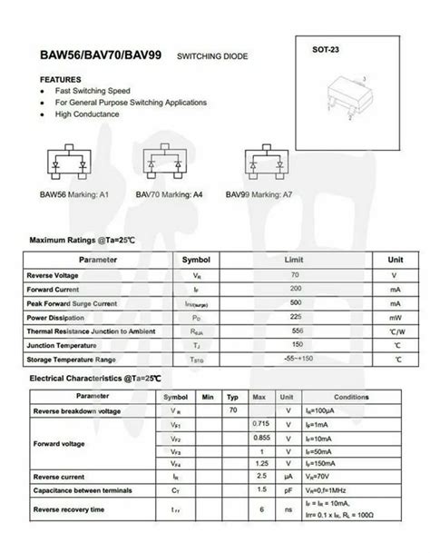 Pcs Bav A V Sot Smd Switch Transistor Off