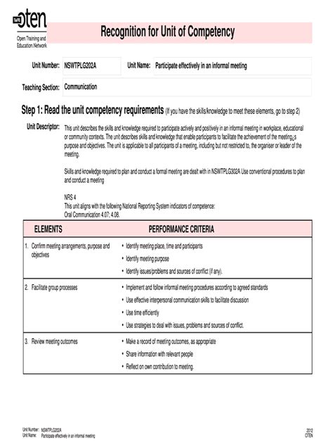 Fillable Online Oten Edu Unit Descriptor Oten Edu Fax Email Print