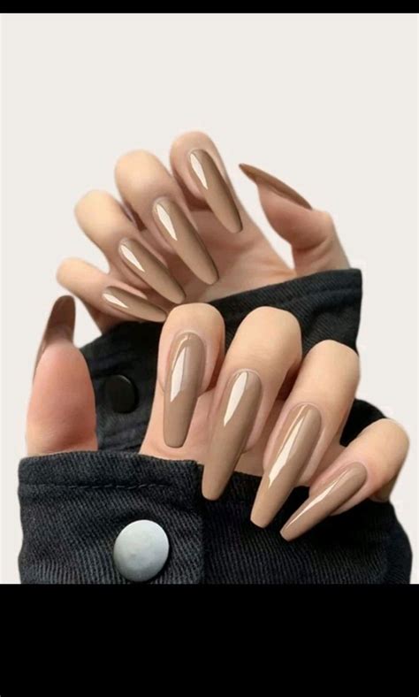 Long Nude Press On Nails Acrylic Nails Fake Nails Fake Nails With Glue Acrylic Nail Tips