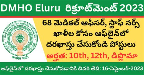 DMHO Eluru Recruitment Medical Officer Staff Nurse Vacancies