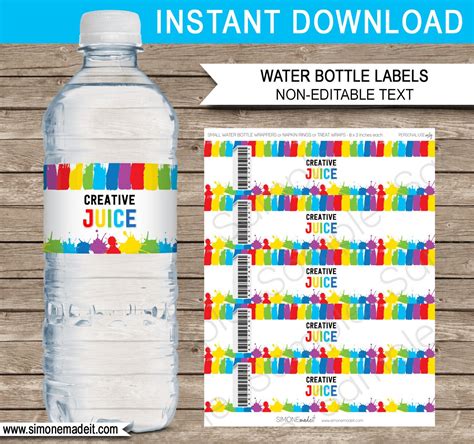 Party Gifting Party Favors Games Editable Printable Water Bottle