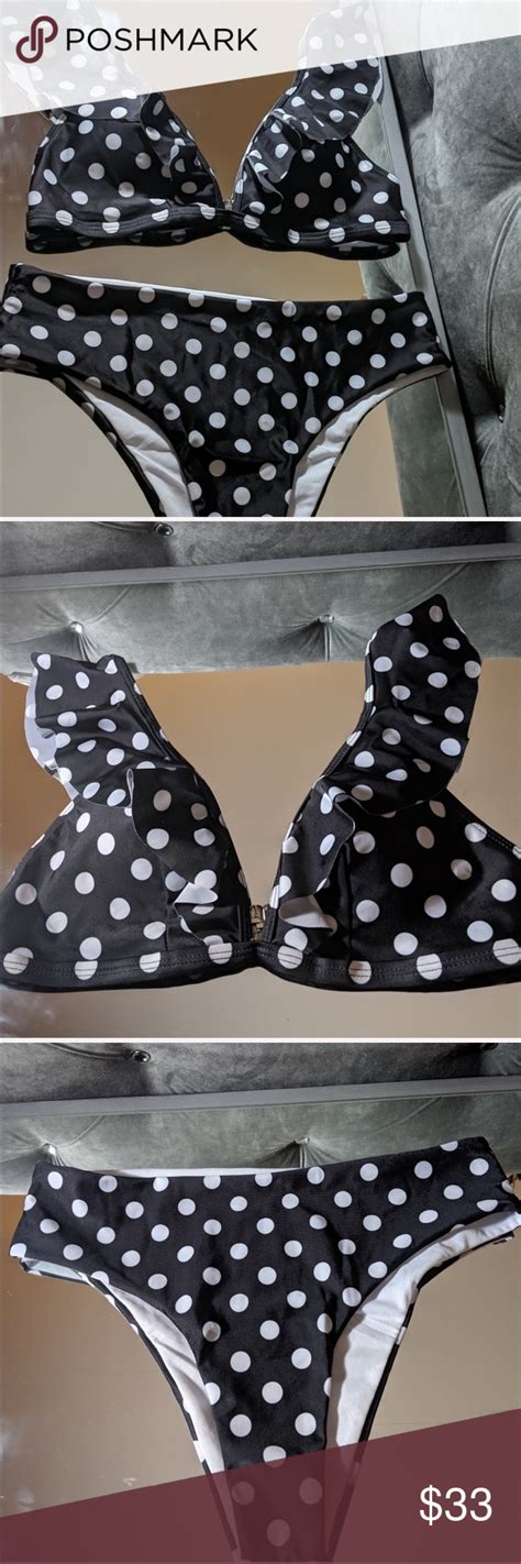 Callie Polka Dot Bikini Black White Swimsuit XL Polka Dot Bikini