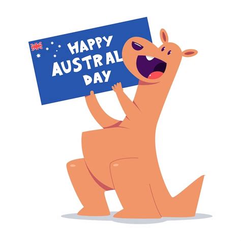 Feliz dia da austrália personagens de canguru fofos isolados em um