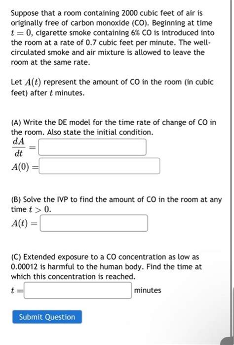 Solved Suppose That A Room Containing Cubic Feet Of Air Chegg