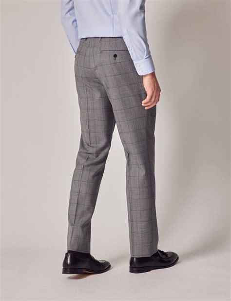 Mens Grey Prince Of Wales Plaid Slim 2 Piece Suit