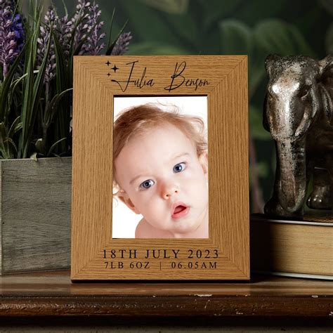 Personalised Portrait Baby Photo Frame, Newborn New Baby, Custom ...