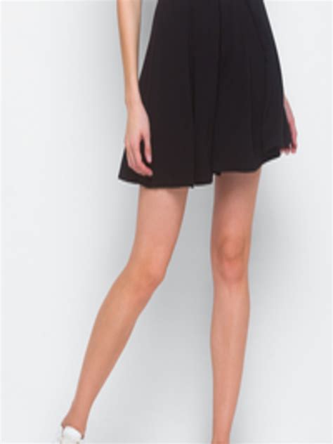 Buy Lykkein Women Black Solid Flared Mini Skirt Skirts For Women