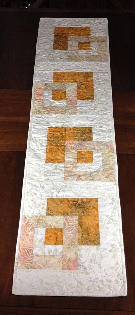 Modern Batik Table Runner Handmade Gold Cream Brown Quilted Etsy