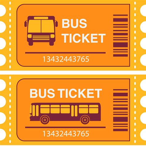 Bus Ticket Public Transport Bus Side View And In Front Flat Vector