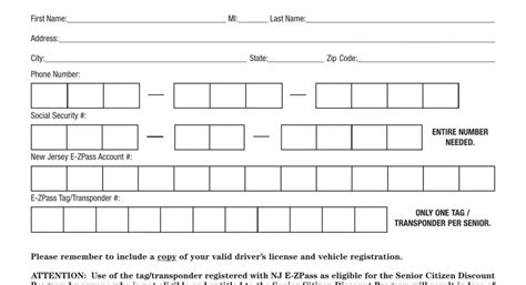 Senior Citizen Ez Pass Discount Pdf Form Formspal