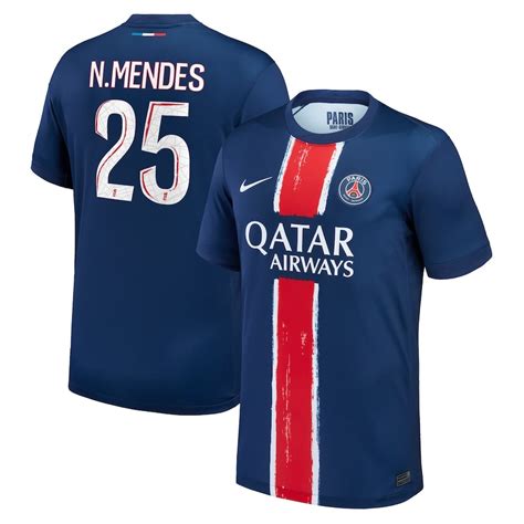 Maillot PSG Domicile 2024 2025 Nuno Mendes Foot Soccer Pro