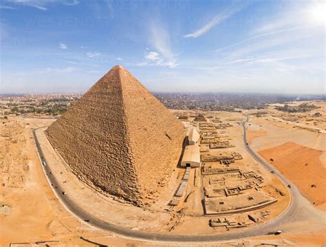 Panoramic Aerial View Of The Great Pyramids Of Giza In Egypt