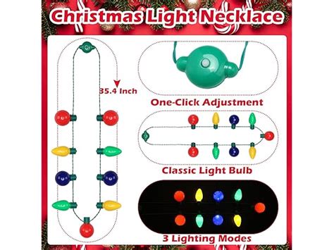 12 Pcs Christmas Light Necklace And Hat