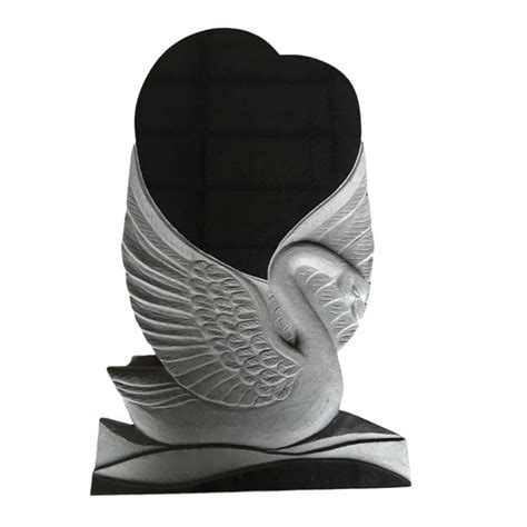 Cemetery Usage Black Granite Swan Heart Headstone Designs Memorial