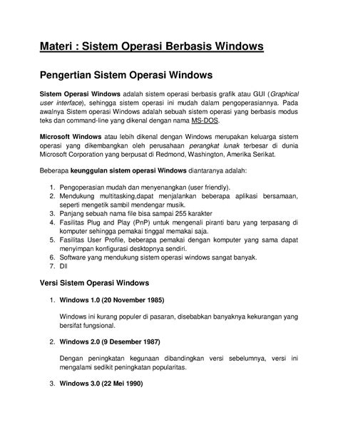 Materi Sistem Operasi Berbasis Windows Materi Sistem Operasi