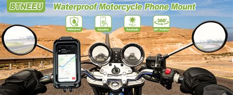 Btneeu Motorcycle Phone Mount Waterproof Rotatable Motorbike Phone