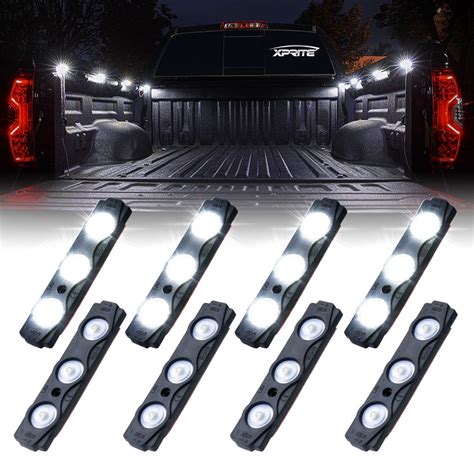 Xprite 8PC Waterproof Pickup Truck Bed Light 24 LED Pod Kit Strip White ...