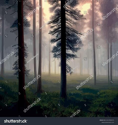 Futuristic Night Landscape Abstract Forest Landscape Stock Vector ...