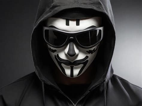 Premium Photo Computer Hacker With Mask Black Hacker