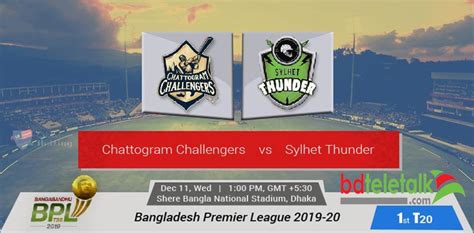 Live Chattogram Challengers Vs Sylhet Thunder 1st Match Bpl T20