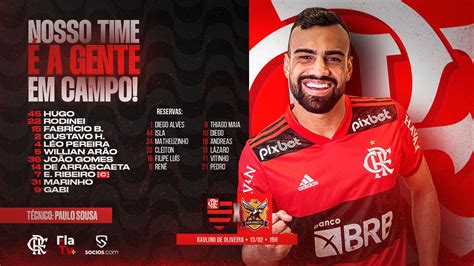 SAIU Flamengo divulga escalação para jogo contra Nova Iguaçu