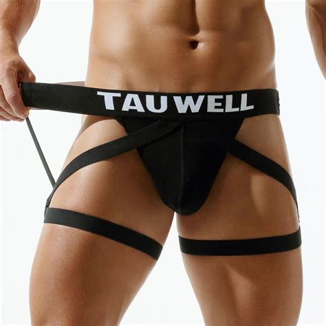 Roupa Interior Sexy Masculina Jockstrap Tanga Bondage Lingerie Lowrise Briefs Perna Cinto Tangas