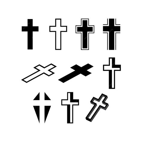 Premium Vector Set Christian Cross Vector Symbol Flat And Outline