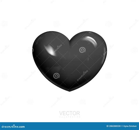 Black Heart Realistic 3d Design Icon Black Heart Symbol Love Vector